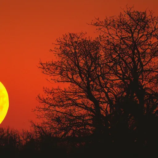 Prompt: A beautiful landscape of the moon at sunset