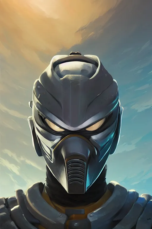 Image similar to epic mask helmet robot ninja portrait stylized as fornite style game design fanart by concept artist gervasio canda, behance hd by jesper ejsing, by rhads, makoto shinkai and lois van baarle, ilya kuvshinov, rossdraws global illumination radiating a glowing aura global illumination ray tracing hdr render in unreal engine 5