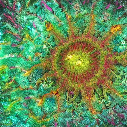 Prompt: a hyperdetailed psychedellic fractal moss universe, depth