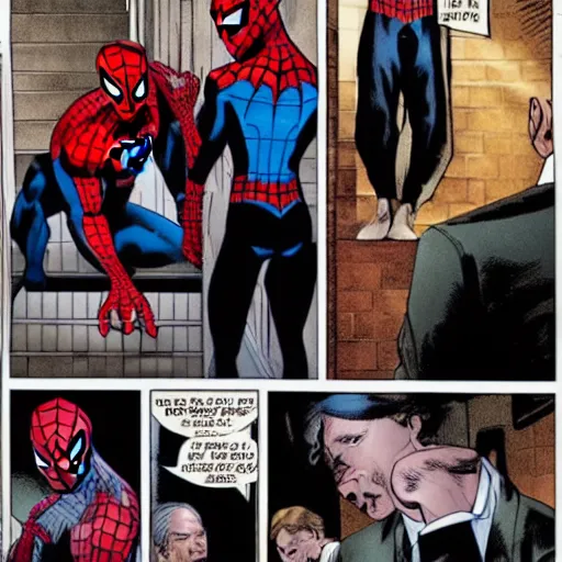 Image similar to Bryan Cranston talks to spiderman in vertigo comi