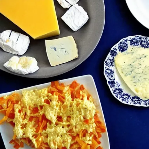 Prompt: a plate with very delicious cheese