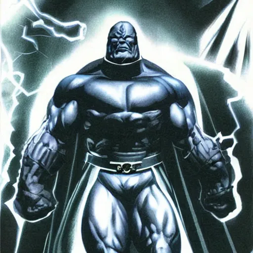 Image similar to Darkseid, destroyer of worlds, by Alex Ross and Yusuke Murata