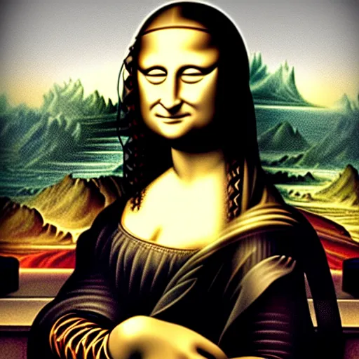 Image similar to the mona lisa in the style of dan hillier