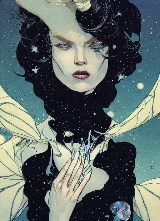 Prompt: a close up of a beautiful woman in a future space suit artwork by james jean, Phil noto and rebecca guay