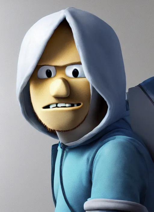 Image similar to adventure time finn the human, realistic, photorealistic, cgi, 3 d render, highly detailed