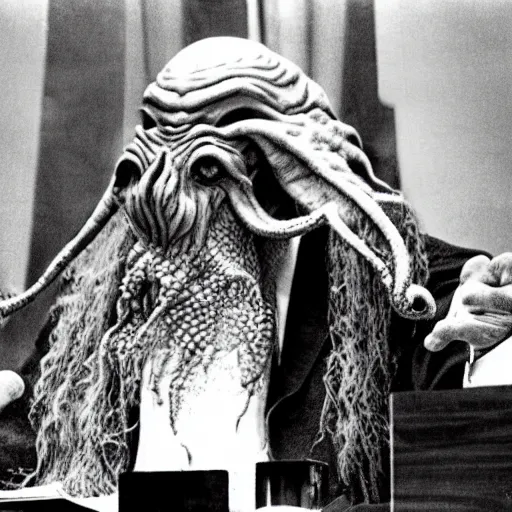 Image similar to cthulhu making his address at the united nations