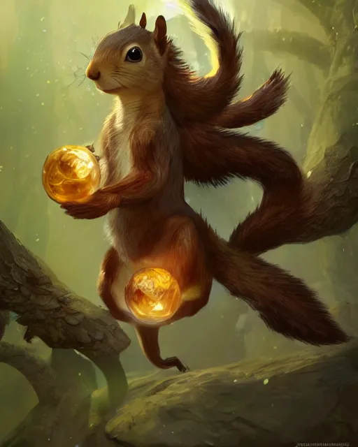 Prompt: Squirrel Shapeshifter Druid Mage, D&D, artstation, fantasy, magic the gathering artwork, cinematic lighting, centered, symmetrical, highly detailed, digital painting, , concept art, smooth, sharp focus, illustration, volumetric lighting, epic Composition, 8k, art by Akihiko Yoshida and Greg Rutkowski and Craig Mullins, oil painting, cgsociety