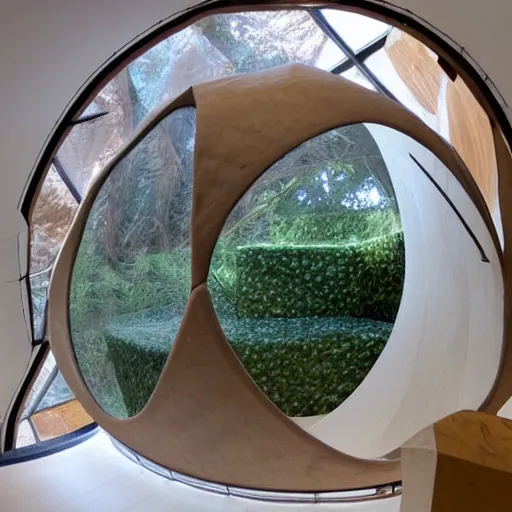 Image similar to interior squid designed dome made by organic materials.