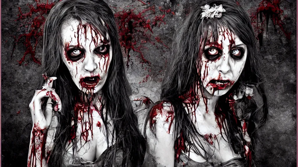 Image similar to beautiful zombie girl in the style of Peter Driben