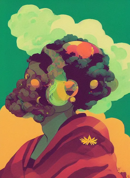Prompt: profile picture by sachin teng x ofwgkta, marijuana, organic painting, space, dreamy, smoke clouds, asymmetrical, green, matte paint, hard edges, energetic
