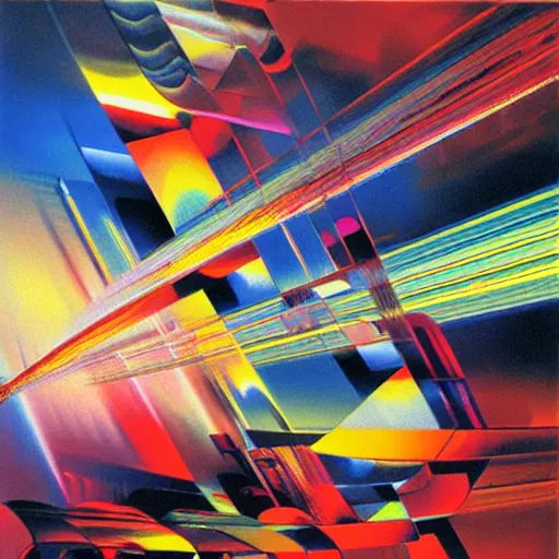 Image similar to abstract art representing momentum, oil painting by john berkey and gabriel dawe, masterwork