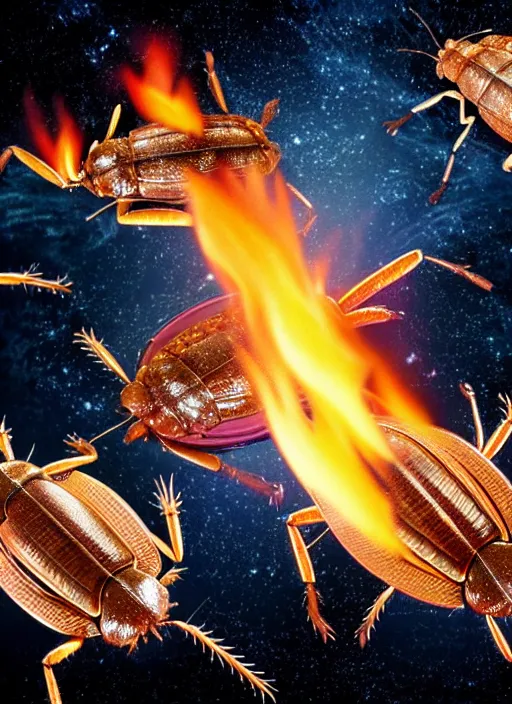 realistic detailed photo of a cockroaches on fire in Stable Diffusion