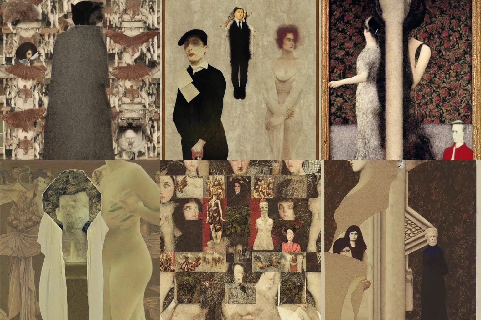 Prompt: metaphor for the destruction of social order, collage by fernand khnopff