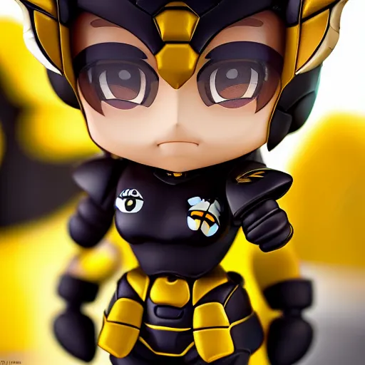 Image similar to closeup painting of cute bee nendoroid with themed armor, portrait, hyperdetailed, artstation, cgsociety, 8 k, by tangerine dream