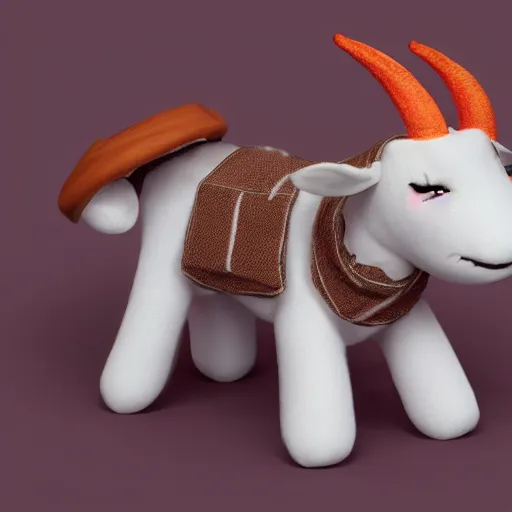 Prompt: cute fumo plush of a goat girl with horns, anime girl, hawaiian shirt, artstation, vray