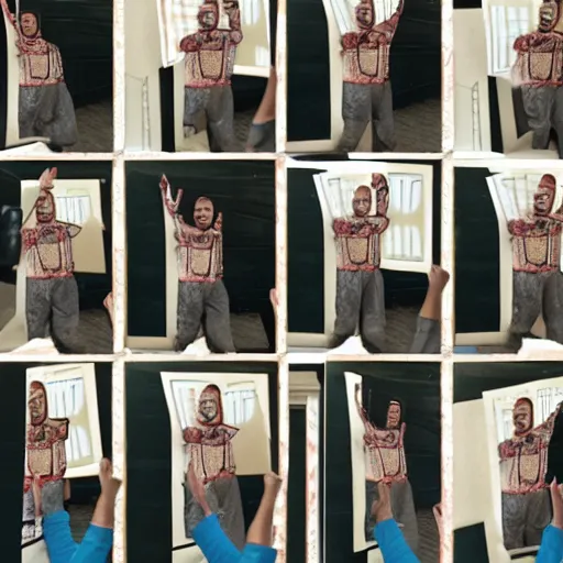 Image similar to a sequence of frames of a man waving his arm from left to right, separated into equally sized frames from a flip book