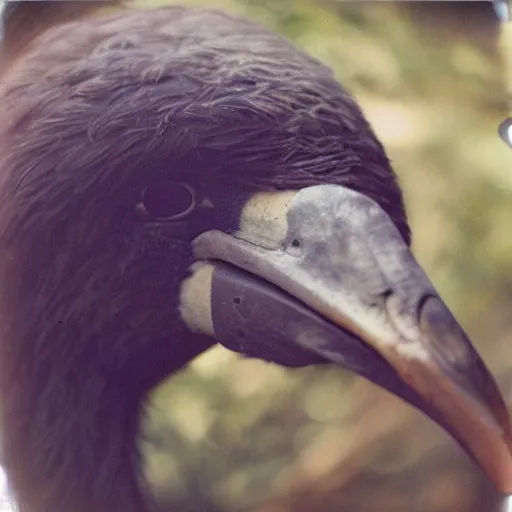 Image similar to real picture of a dodo bird in zoo, taken on Polaroid camera, detailed