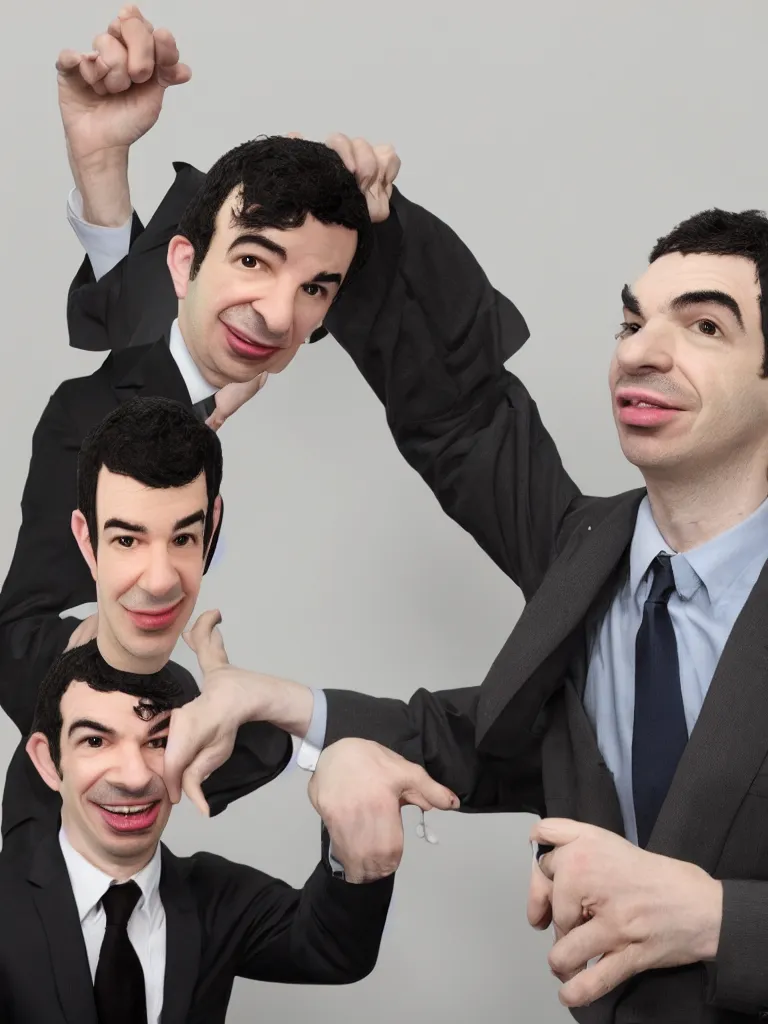 Image similar to nathan fielder is as a puppet master, high detail, 8 k, photorealism