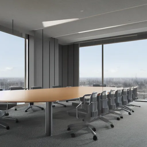 Image similar to brutalist corporate executive offcie room interior design concept big windows minimalist furnitrue by martyn lawrence bullard design high quality ultra realistic 8 k