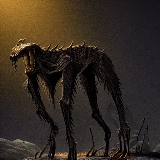 tall bipedal creature in the darkness, long claws, | Stable Diffusion ...