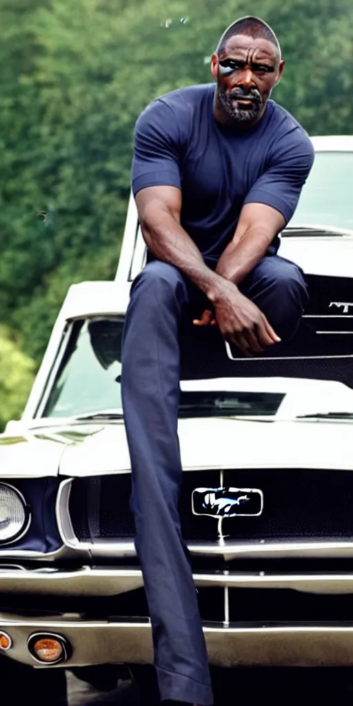 Image similar to idris elba in a 1967 Ford Mustang