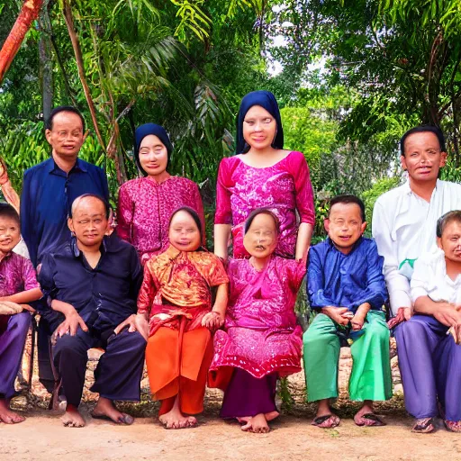 Prompt: an indonesian family portrait, vilppu, high resolution, 4 k hd