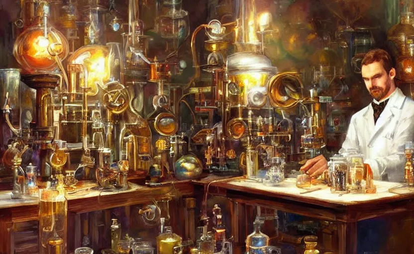 Image similar to Alchemy laboratory. By Konstantin Razumov, highly detailded