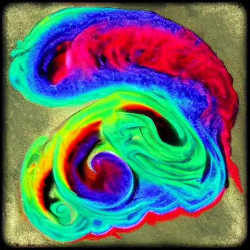 Prompt: turbulent rainbow smoke in the shape of Cthulhu