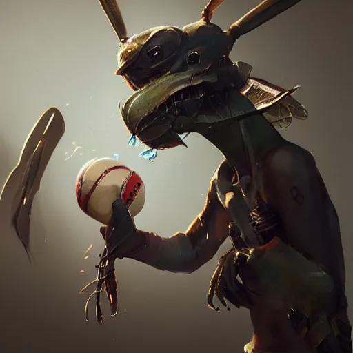 Image similar to cricket insect, style game square enix life, trending on artstation, painted by greg rutkowski, render naughty dog, octane render, detailed