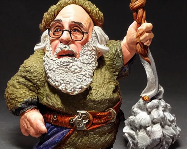 Prompt: danny devito as a bearded gnome bard, fantasy art, d & d, extremely detailed, high quality, award - winning,