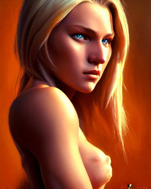 Image similar to full body character art of beautiful female huntress, pretty face, symmetrical features, short blonde hair, by james gurney, volumetric lighting, detailed, oil painting