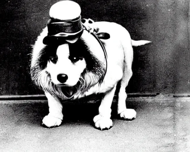 Image similar to a photo of canine karl marx ( karl barx ) as a dog, barking about the failures of capitalism and how the fat cats are creating a rat race of exploitation. how does one write a manifesto with those paws though?