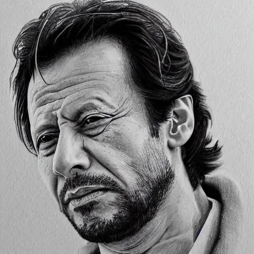 Prompt: imran khan, pencil art