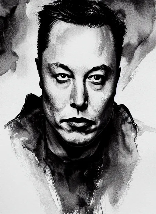 Image similar to portrait, Elon Musk, watercolor, dramatic lighting, cinematic, establishing shot, extremly high detail, foto realistic, cinematic lighting, pen and ink, intricate line drawings, by Yoshitaka Amano, Ruan Jia, Kentaro Miura, Artgerm, post processed, concept art, artstation, matte painting, style by eddie mendoza, raphael lacoste, alex ross