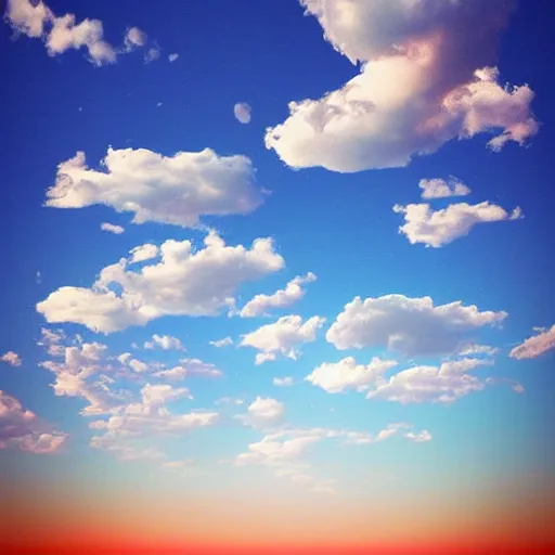 Image similar to beautiful digital art of a trail of clouds across the sky, beautiful, award - winning, digital art, yellow to red to blue sky, antview, perspective, trending on artstation