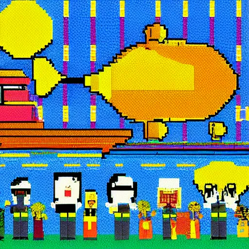 Prompt: yellow submarine pixel art