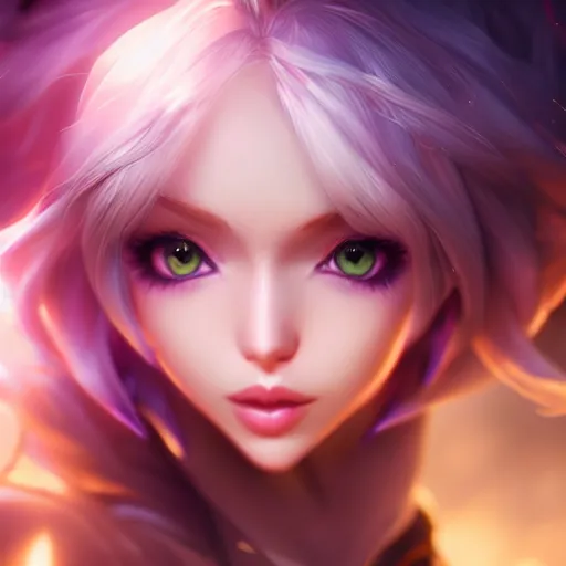 Image similar to realistic still of league of legends lux amazing details 8 k beautiful ultra realistic sharp focus cinematic lightning in the style of artgerm