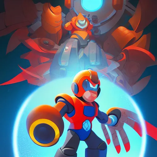 Image similar to hero world mega man, behance hd by jesper ejsing, by rhads, makoto shinkai and lois van baarle, ilya kuvshinov, rossdraws global illumination