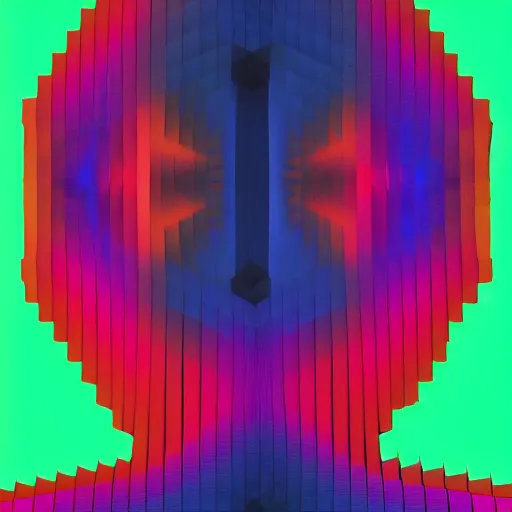 Image similar to a hologram of a silhouette of a woman by victor vasarely, featured on behance, holography, quantum wavetracing, voxel art, anaglyph filter