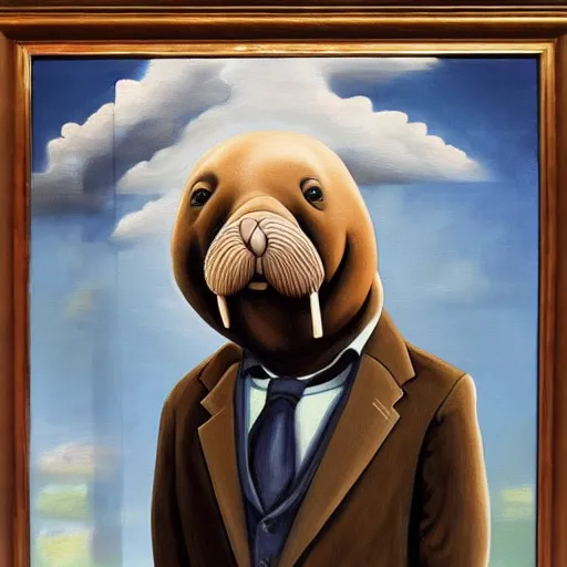 Prompt: masterful painting of a walrus in a suit - n 9