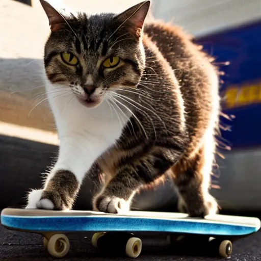 Image similar to a cat on a skateboard