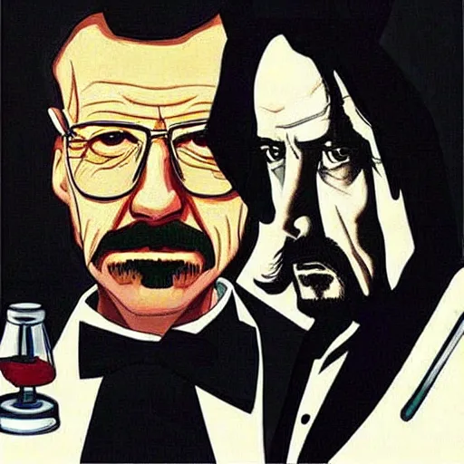 Image similar to “Walter White and Bugs Bunny as Vincent Vega and Jules from Pulp Fiction”