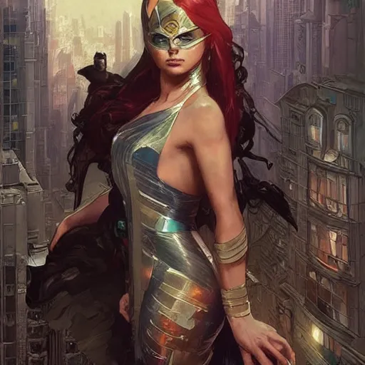 Image similar to peru as gotham city, painted by artgerm and greg rutkowski and alphonse mucha. clear highly detailed face, beautiful sci fi art,