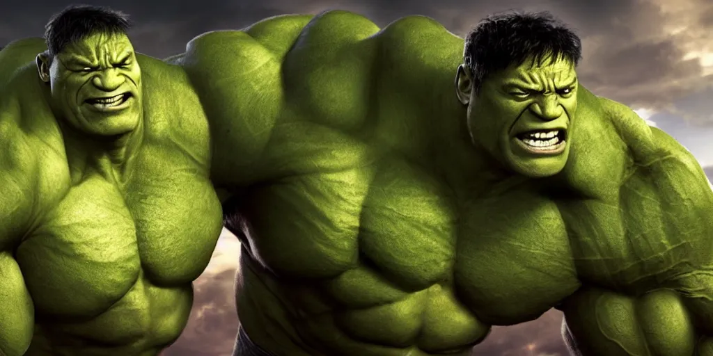 Image similar to dwayne johnson as hulk, highly detailed, environmental light, cinematic by francis tneh