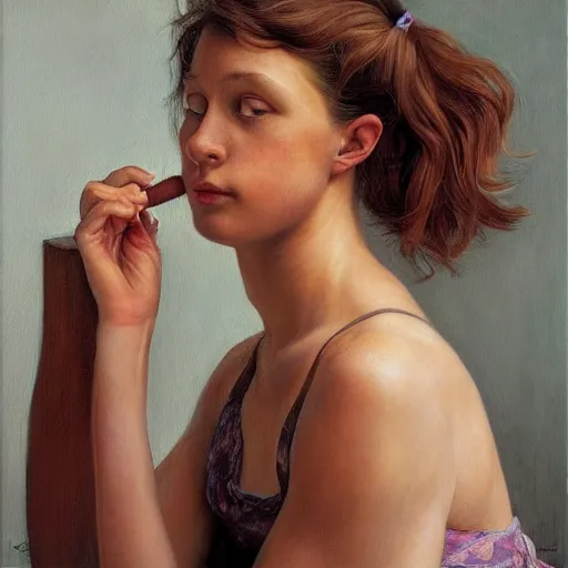 Prompt: photo of young woman by francine van hove