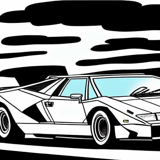 Prompt: Lamborghini Countach, cartoonish, cartoon,