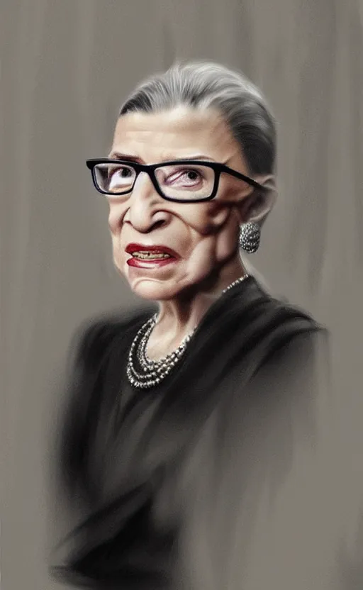 Image similar to ruth bader ginsburg wearing rick owens by zhaoming wu, nick alm