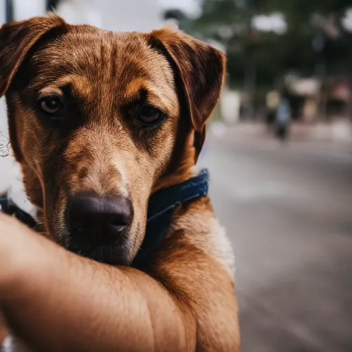 Image similar to [ selfie ]!!! of a man [ caressing a dog ]!!, trending on unsplash, 4 k photorealism, intricately detailed