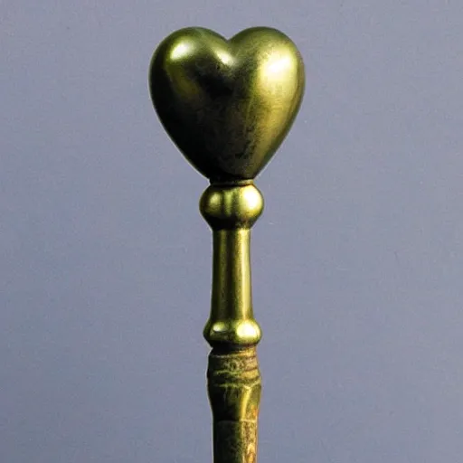 Prompt: medieval single - ball flail weapon with a heart on the handle, detailed product photo