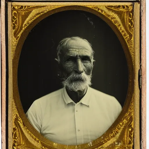 Image similar to facial portrait of a 6 2 year old bukfut, 1 9 1 9, ambrotype, award winning